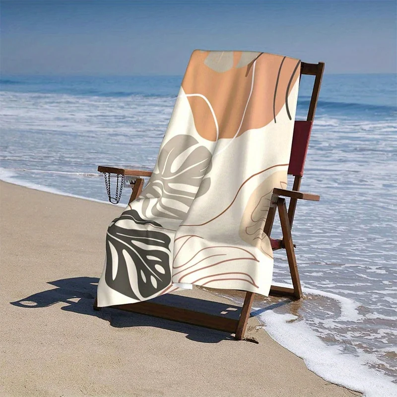 Beach Towel Tropical Leaves Printed Pattern Sun Protection Windproof Suitable for Pool Camping Travel Blanket