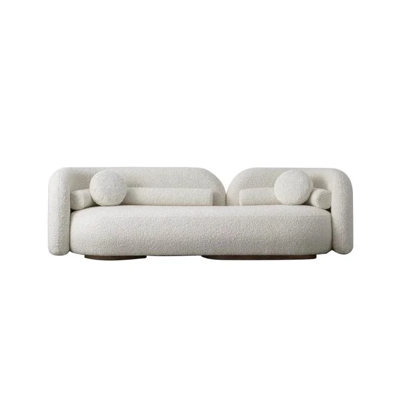 

Minimalist Small Apartment Creative Design Living Room Fabric Craft Three-Seat Sofa