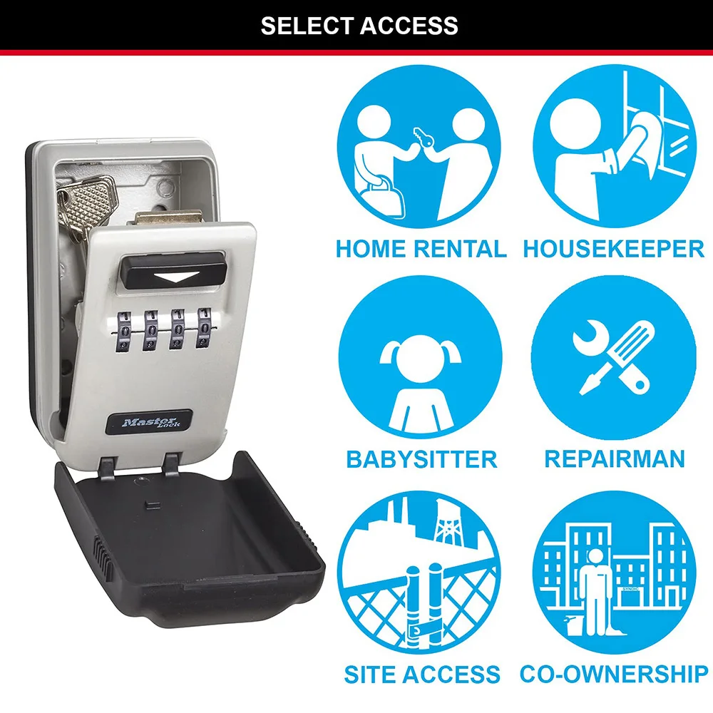 5425D Smart Safe Storage Lock Box Security Key Lock Box 10000 Code Types Wall Mounted for Outdoor Real Estate Sales Car Keys