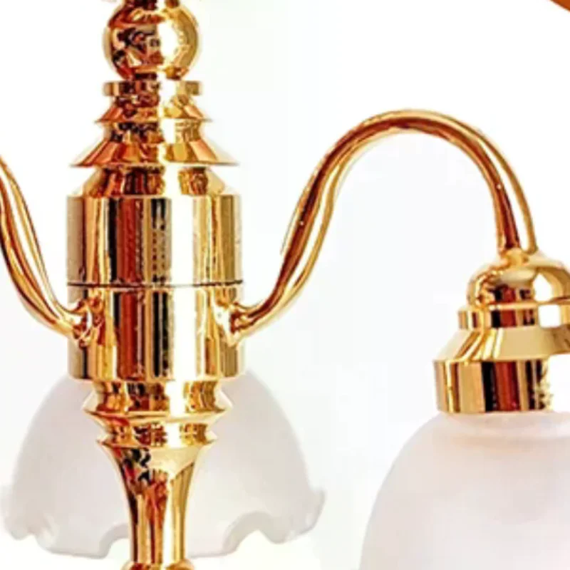 

1:12 Dollhouse Miniature LED Golden Ceiling Lamp Chandelier Home Lighting Model Furniture Decor Toy Doll House Accessories