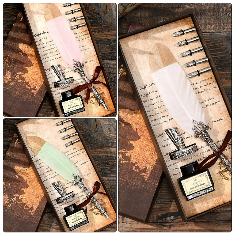

Retro Quill Dip Pen Set Calligraphy Dip Pen for Writing Drawing Ink Gift Vintage Writing Supplies