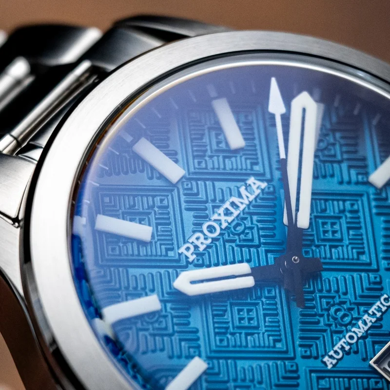 Proxima Men Automatic Watch 39mm Mechanical Wristwatch 10Bar Waterproof BGW-9 Luminous Bubble Sapphire Mirror NH35 Grid Dial - Image 2