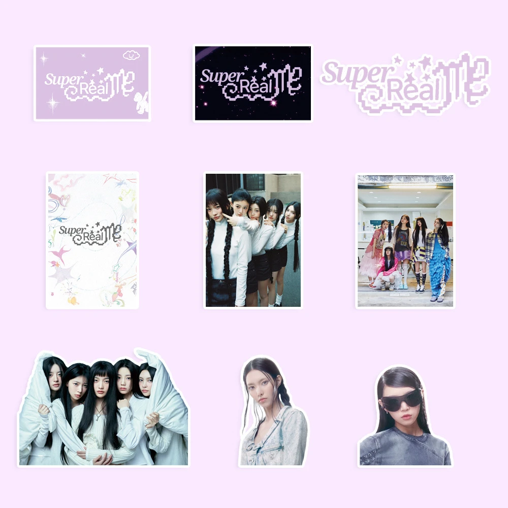 KPOP ILLIT adesivos, Super Real ME, membro do álbum, foto, mala, etiqueta do telefone, MINJU, IROHA, WONHEE, MOKA, YUNAH, fãs presente, 101pcs por