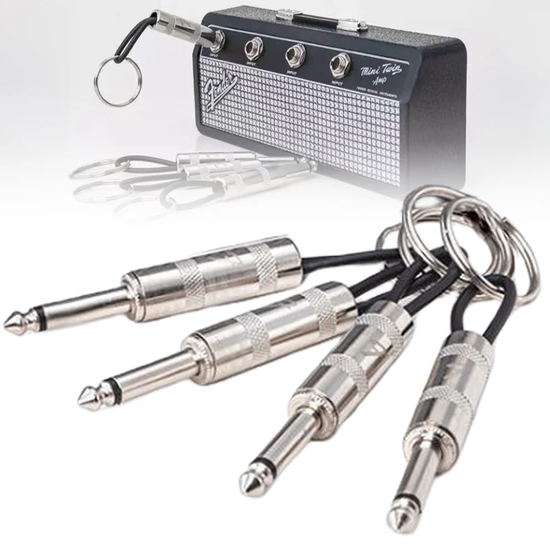 4 piezas de llaveros de pared con diseño de guitarra y amplificador vintage, soporte para llaves, colgador funcional para llaves, gancho para llaves, accesorios para el hogar