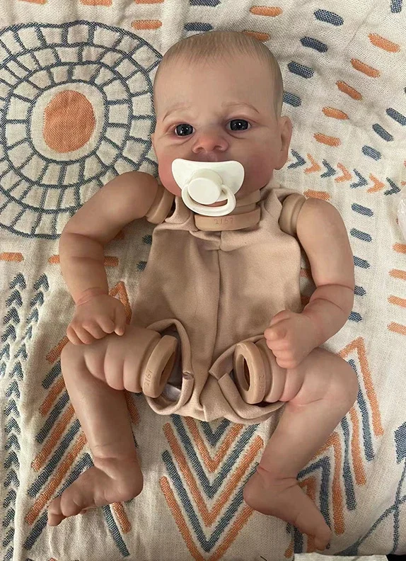 

19-дюймовый комплект куклы реборн Elijah, волосы вручную, реалистичные, мягкие на ощупь, сделай сам, раскрашенные детали куклы, милые рождественские подарки, игрушка куклы реборн