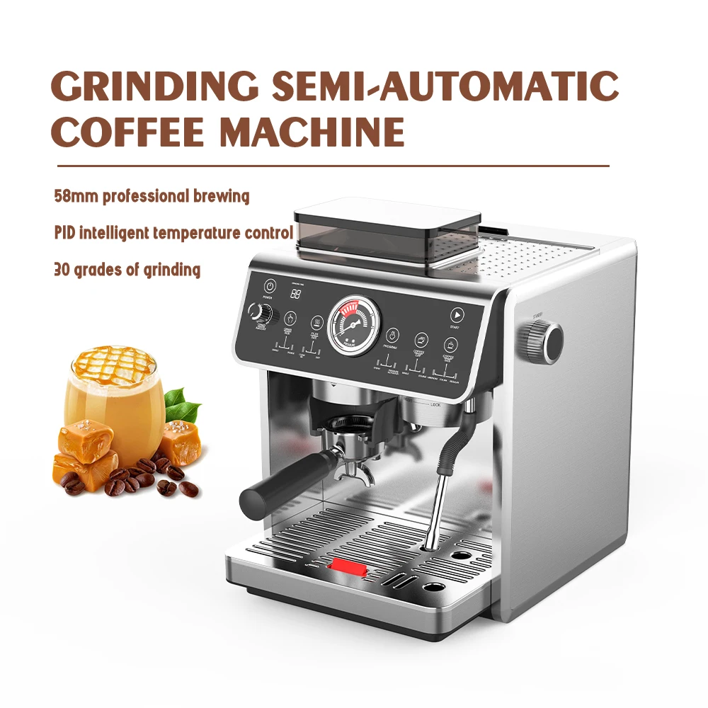 ITOP 3IN1 Automatic Coffee Machine, Grinder, Milk Forther Touch Screen Dual Boiler PID 58mm Portafilter 20 Bar Bean to Espresso