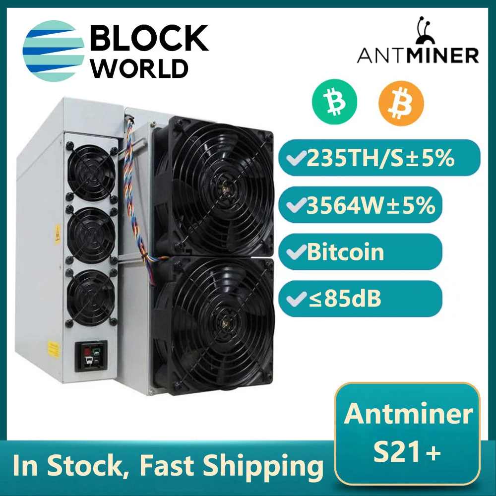 Nuevo Antminer S21 + 235Th/s 3564W Profitable Bitcoin Miner Antminer S21plus BTC Miner ASIC Bitcoin S21 Plus que Antminer S21 S19K