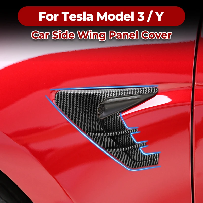 Car Side Wing Panel Cover Spoiler Dust Cover Camera Flank Decoration Modification Accessories For Tesla Model 3 Y 2021 2022 2023