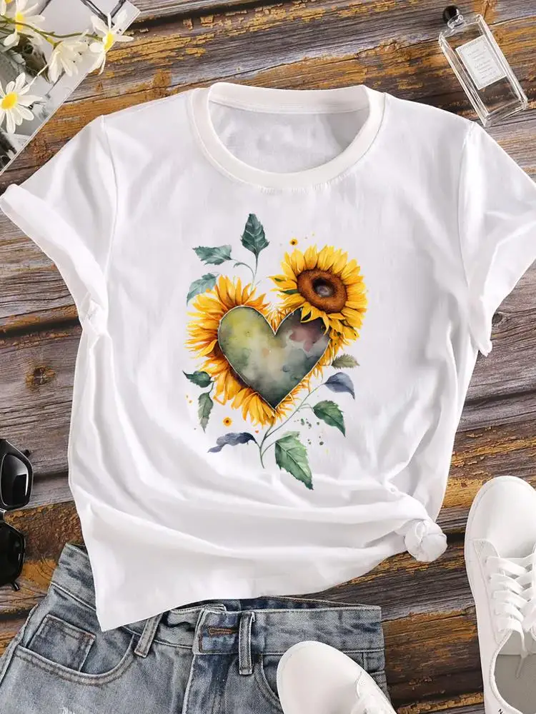 

Plant Flower 90s Cute Trend Women Female Ladies Short Sleeve Clothes Print Top Fashion T Shirt Graphic T-shirt Clothing Tee