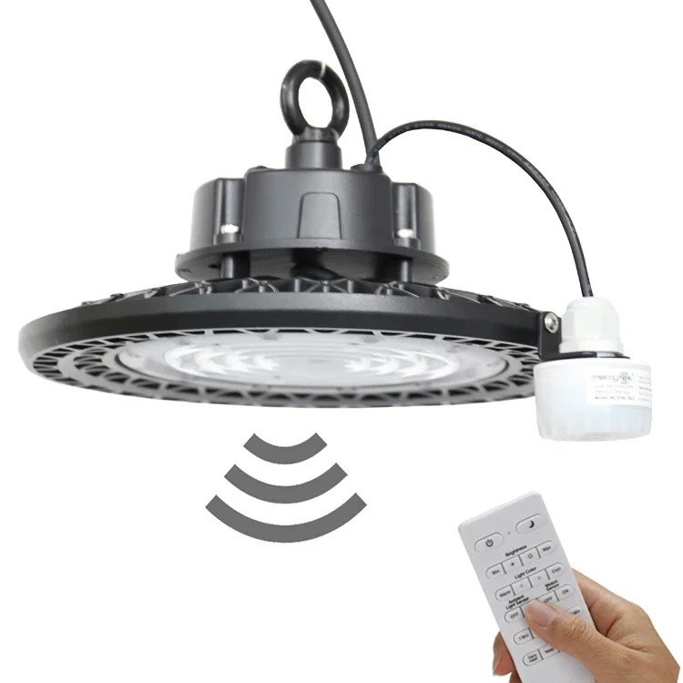 Capteur intelligent de gradation pour garage industriel, contrôle de mouvement, lumière haute baie OVNI pour gymnase, lumière IP65, 100W, 150W, 200W, offre spéciale