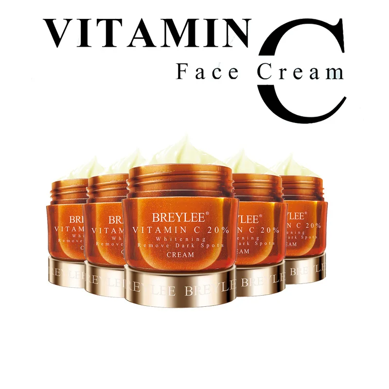 BREYLEE Vitamin C Whitening Facial Cream 20% VC Fade Freckles Remove Dark Spots Melanin Remover Skin Brightening Cream 5PCS