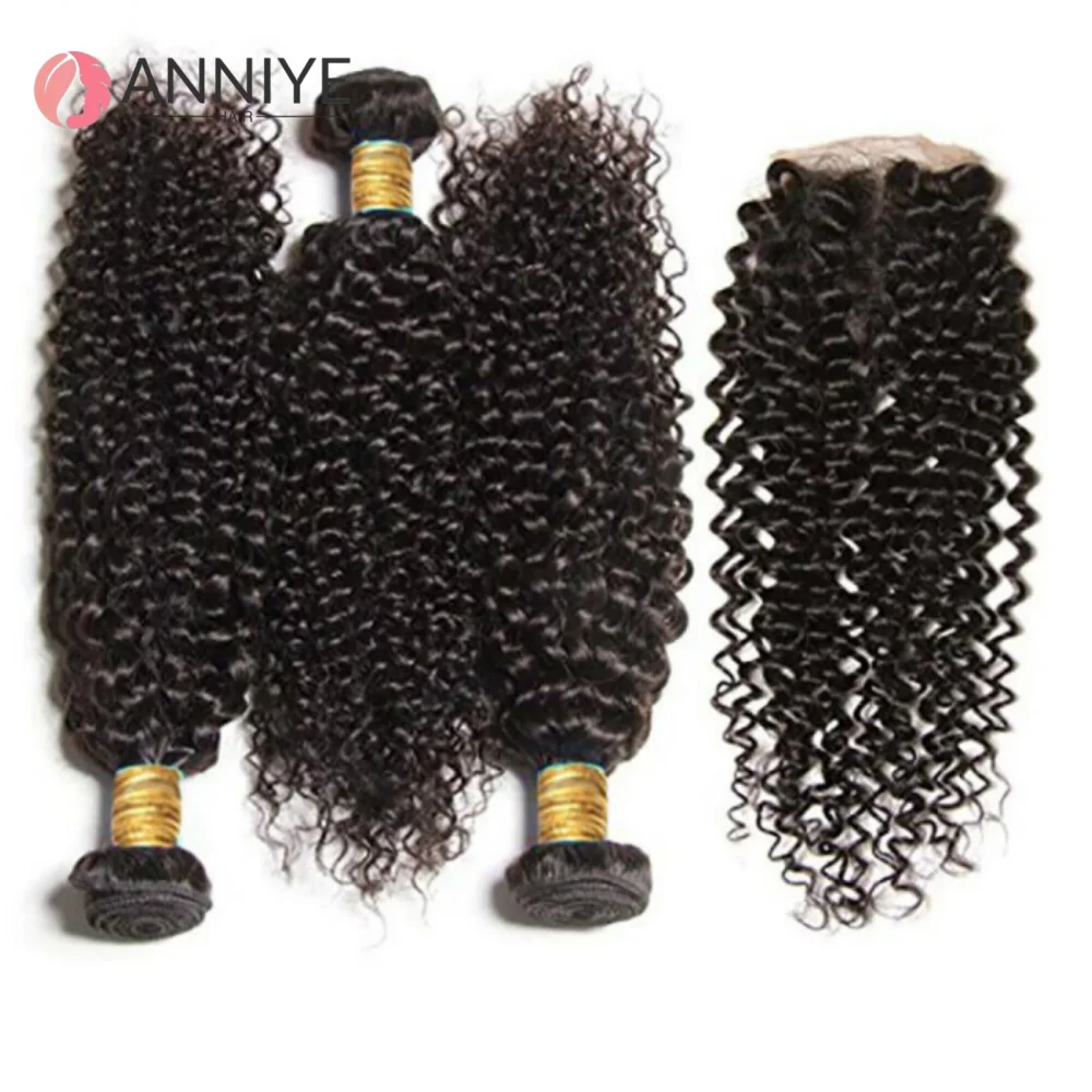 

Raw Indian Human Hair Kinky Curly Bundles With Closure Virgin Curly Human Hair Weave With 4x4 HD Transparent Lace Front Closure