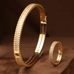 Women's Sparkling zircon star bracelet ring 2pcs sets high quality luxury fashion temperament fashion accessories