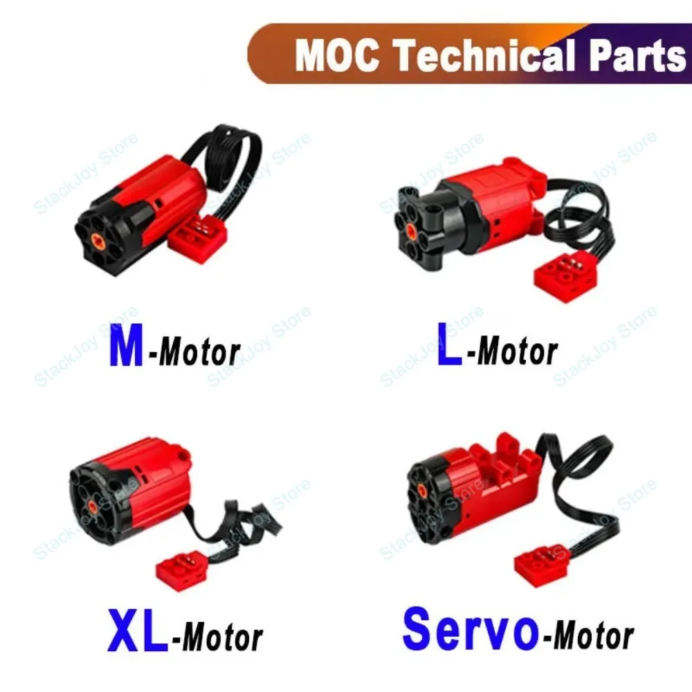 MOC Power Functions Bausatz Zugmotor-Servo-Set mit BatteryBox-Fernbedienung für selbstgebautes technisches Modell, kompatibel mit Legoeds