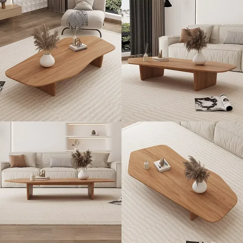 Modhomi Modern European Solid Wood Square Irregular Shape Table Minimalist Living Room Furniture Nordic Coffee Table