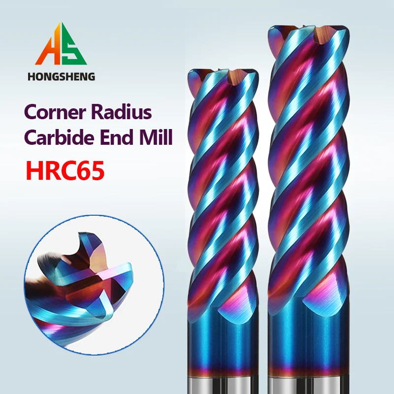 มุมรัศมีEnd Mill HRC65 R Bullnose 4 ขลุ่ยR0.5 R1 R2CNCทังสเตนคาร์ไบด์เครื่องตัดเหล็กพื้นผิวเครื่องจักรกลโลหะRouter