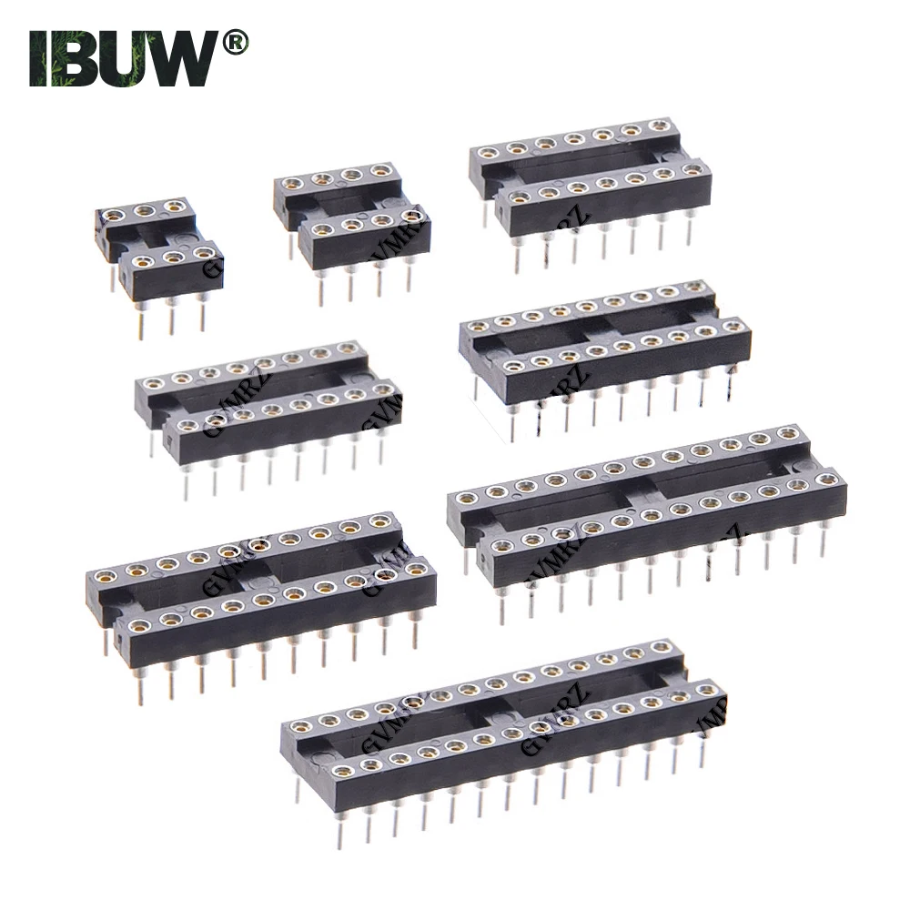 5PCS Round Pin DIP IC Socket Assorted Sizes DIP6 DIP8 DIP14 DIP16 DIP18 DIP20 DIP24 Narrow / Wide DIP28 Narrow Wide for PCB