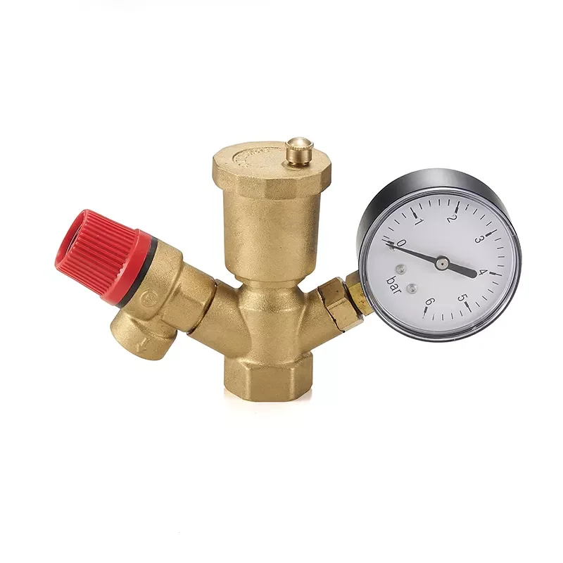 

1-дюймовый латунный предохранительный клапан котла DN25 с компонентами манометра выхлопных газов Применение воды 250PSI ISO 9001 Сертифицированный CE