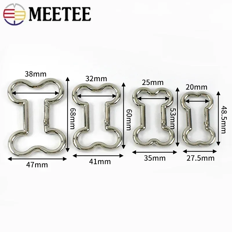 5/10/20Pcs Meetee 20-38mm Spring Ring Metal Buckles Bone Egg-shaped Snap Rings Hook Keyring Dog Collar Connect Chain Carabiner