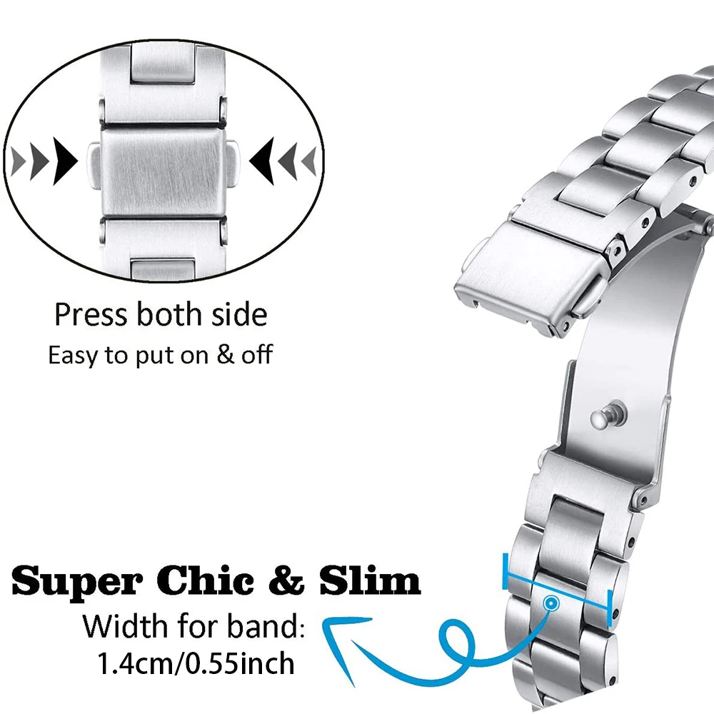 Stainless Steel Link Bracelet for Apple Watch Band 6 7 8 9 SE 40mm 41mm 44mm 45mm 49mm Women Slim Strap iWatch 5 4 Accessories