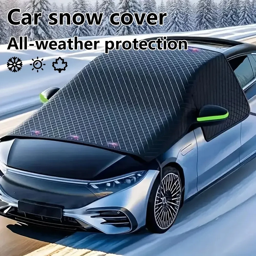 

Universal Fit Windshield Snow Cover, Heavy Duty Oxford Fabric Sun Shade with Magnetic Edges - All-Season Protection against Ice, Frost, UV Rays and Dust for Cars, SUVs and Trucks (Easy to Install)