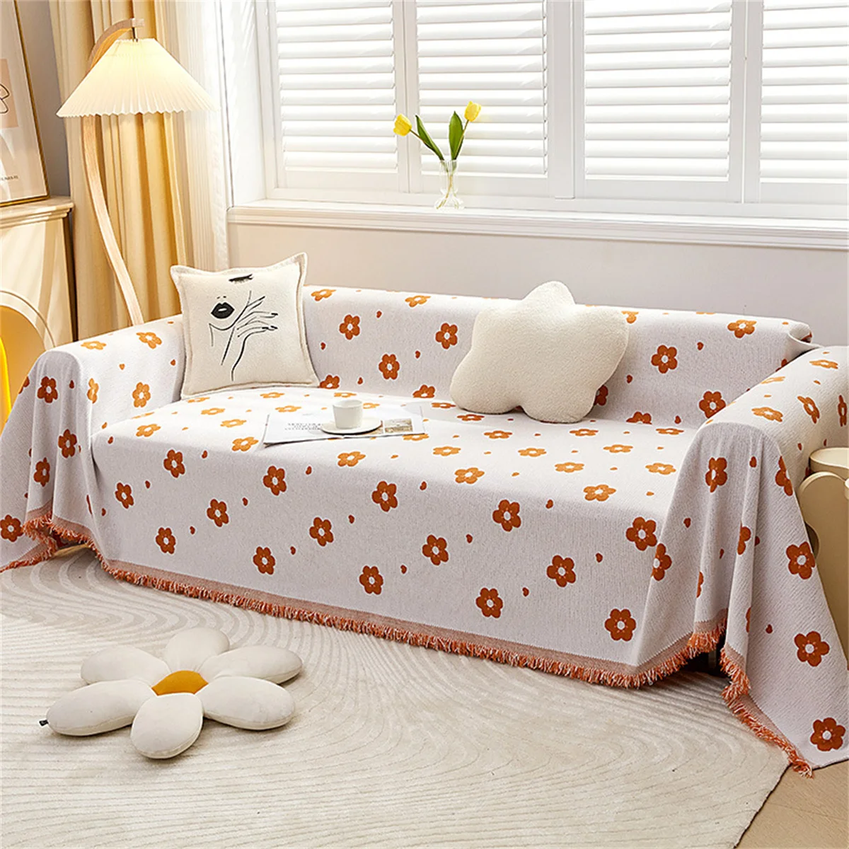 

Small Red Flower Sofa Cover Simple Modern Sofa Cushion Cover Four Seasons Universal Ins Style All Inclusive Universal Sofa Towel