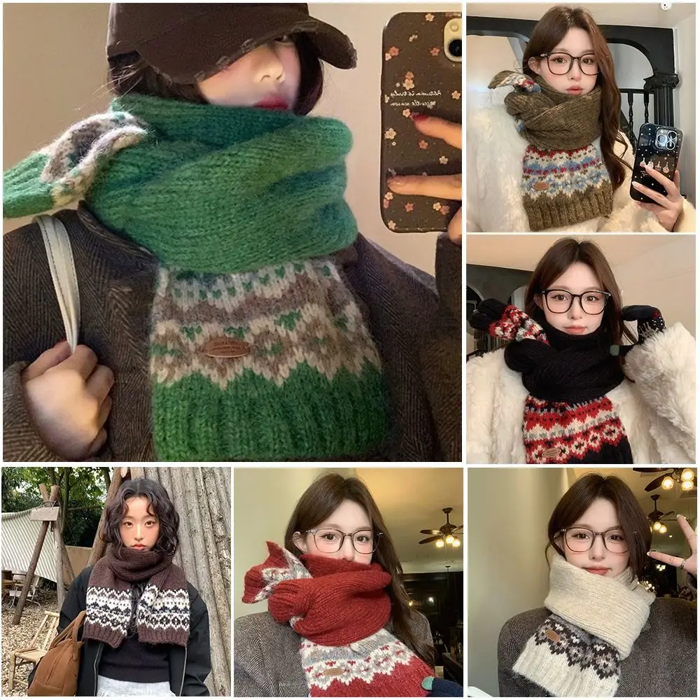 

Повседневный утолщенный жаккардовый вязаный шарф, длинный термотеплитель для шеи, мягкие ветрозащитные шали с запахом