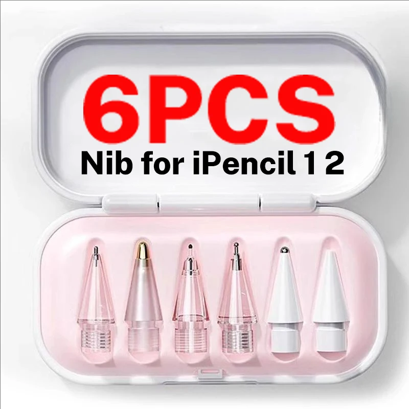 6/4/1Pcs Replacement Pencil Tips for Apple Pencil 1/2th iPencil Pro 2B Soft Nibs for iPad Pro Mini Pencil 1/2 Stylus Fine Nib