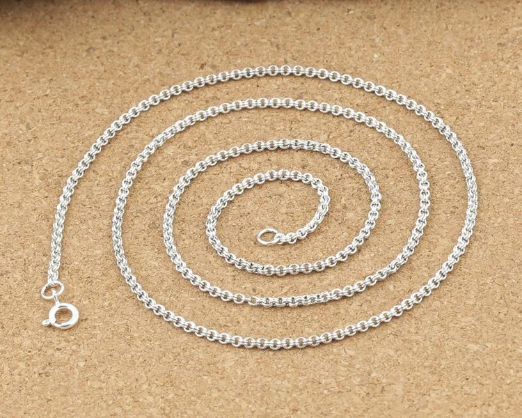 

Sterling silver men's and women's trendy classic vintage Thai silver 2mm double ring all-matching retaining ring silver necklace