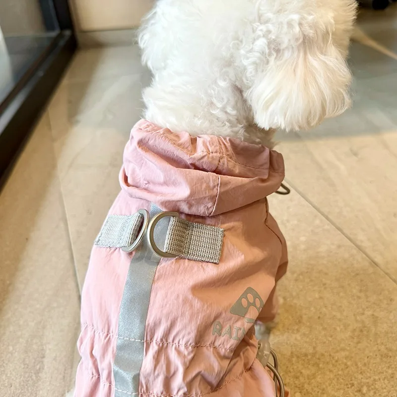 Reflective Dog Raincoat Waterproof Dog Rain Jacket Coat Clothes Small Medium Dogs Hoodies Jumpsuit Raincoats French Bulldog