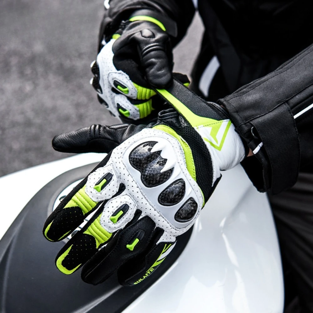 

3K углеродное волокно, защита от падения, двойной палец, сенсорный экран, полный палец/половина пальца, перчатки для езды на мотоцикле