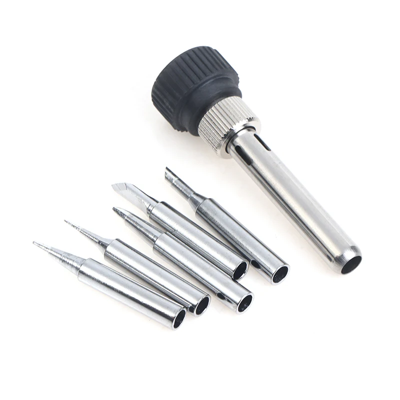 For ESD 852D 936 937D 898D 907 HAKKO Iron Tip Cannula Casing And 5 X Solder Iron Tips Soldering Station Iron Handle Adapter