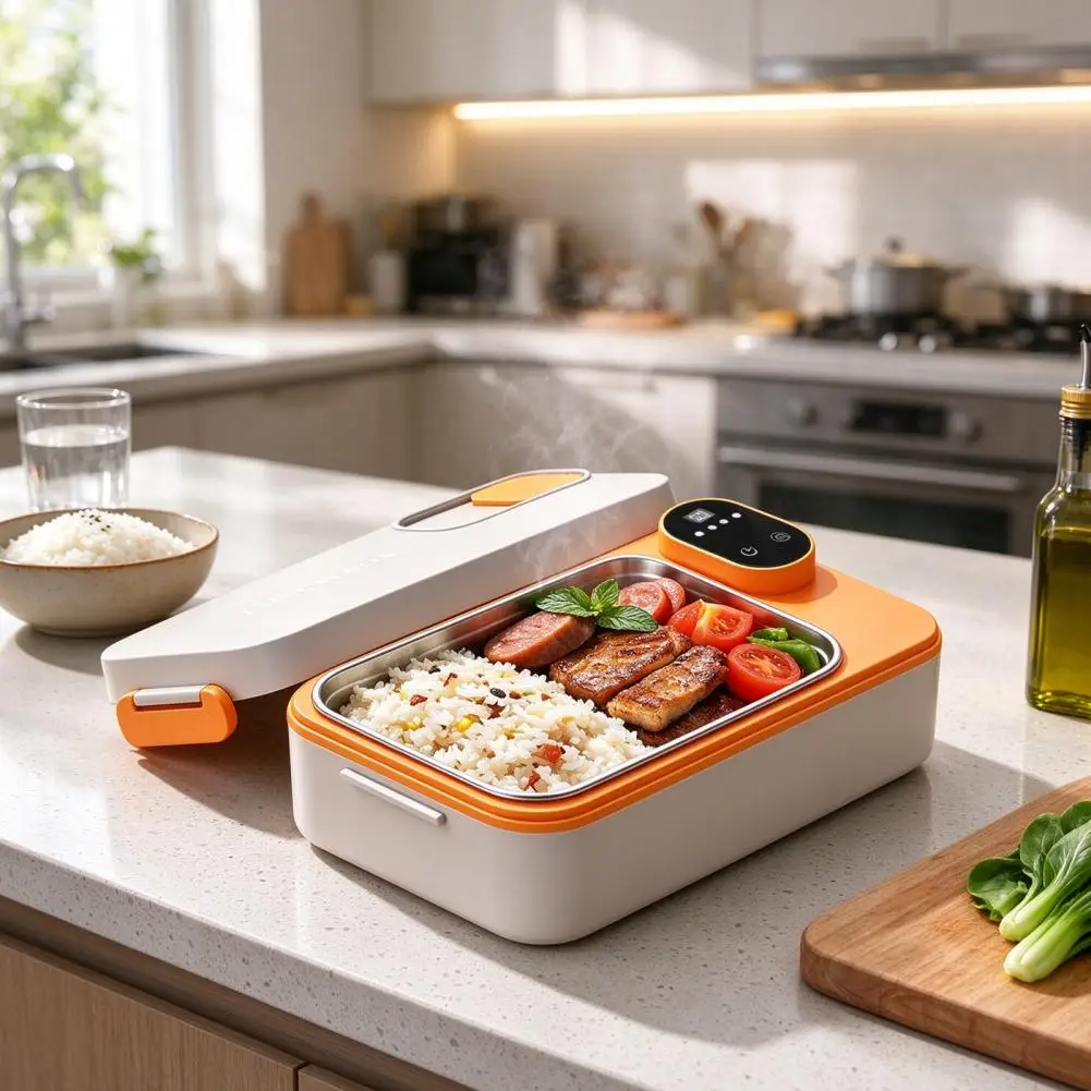 Self Heating Bento Box Portable Electric Lunch Box with 304 Stainless Steel Container Intelligent Temperature Control for Office