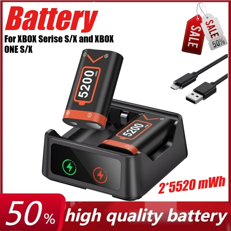 

2*5520 MWh Rechargable Batteries Pack for XBOX Serise S/X and XBOX ONE S/X/Elite with Battery Charger