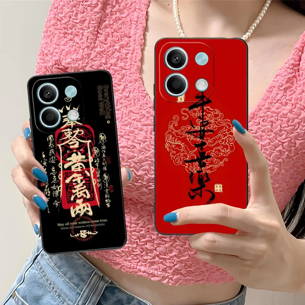 الصينية محظوظ الغنية قضية الهاتف المحمول ل Xiaomi Redmi 15 14 13 12 A5 3 2 1 C زائد 4G 5G اللون الطباعة غطاء غطاء الهاتف الذكي