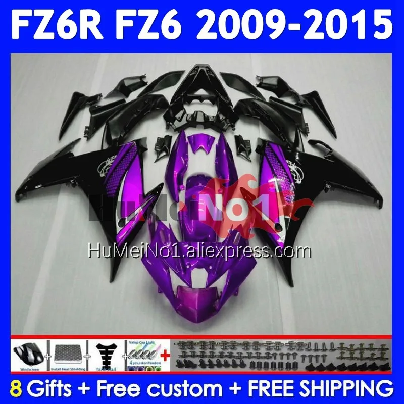 Body For YAMAHA FZ 6R FZ-6R FZ6 FZ6N 372No.16 FZ6R 09 10 11 12 13 14 15 Purple black 2009 2010 2011 2012 2013 2014 2015 Fairing