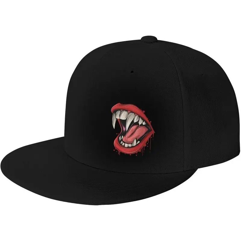 Vampire Mouth with Sharp Fangs Baseball Cap Snapback Trucker Hat for Men Women Flat Bill Hats