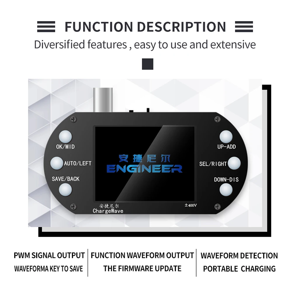 KKMOON Handheld Oscilloscope 320*240 Resolution 2.4inch TFT Display 2.5MHz Sample Rate 200KHz Bandwidth Digital Oscillometer