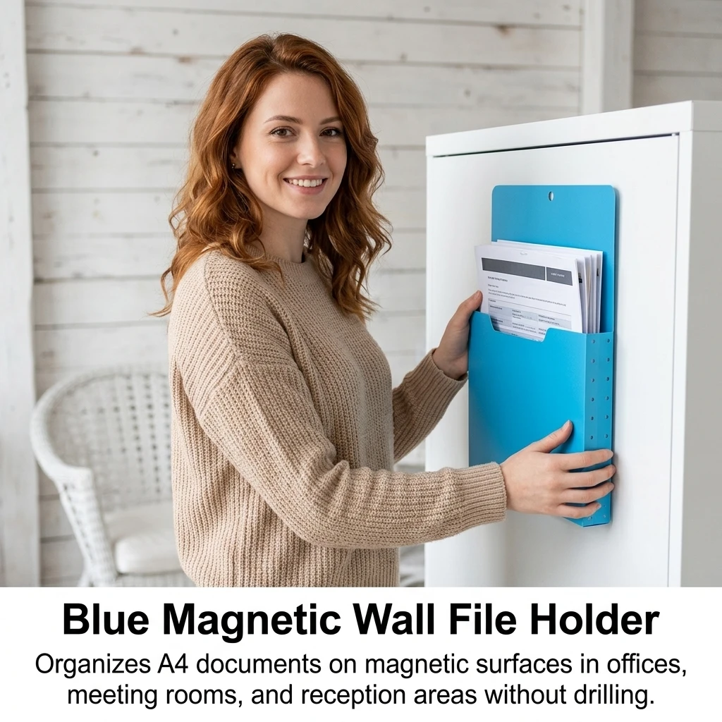 Magnetic File Holder Wall Mounted A4 Paper Organizer for Office Classroom Home Study Archive Room Space Saving