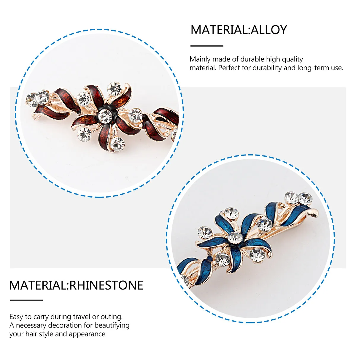 2Pairs Exquisite Alloy Hair Clips Women Hairpins Decorative Flower Barrettes Stylish Hair Jewelry Gift for Female Friends Family