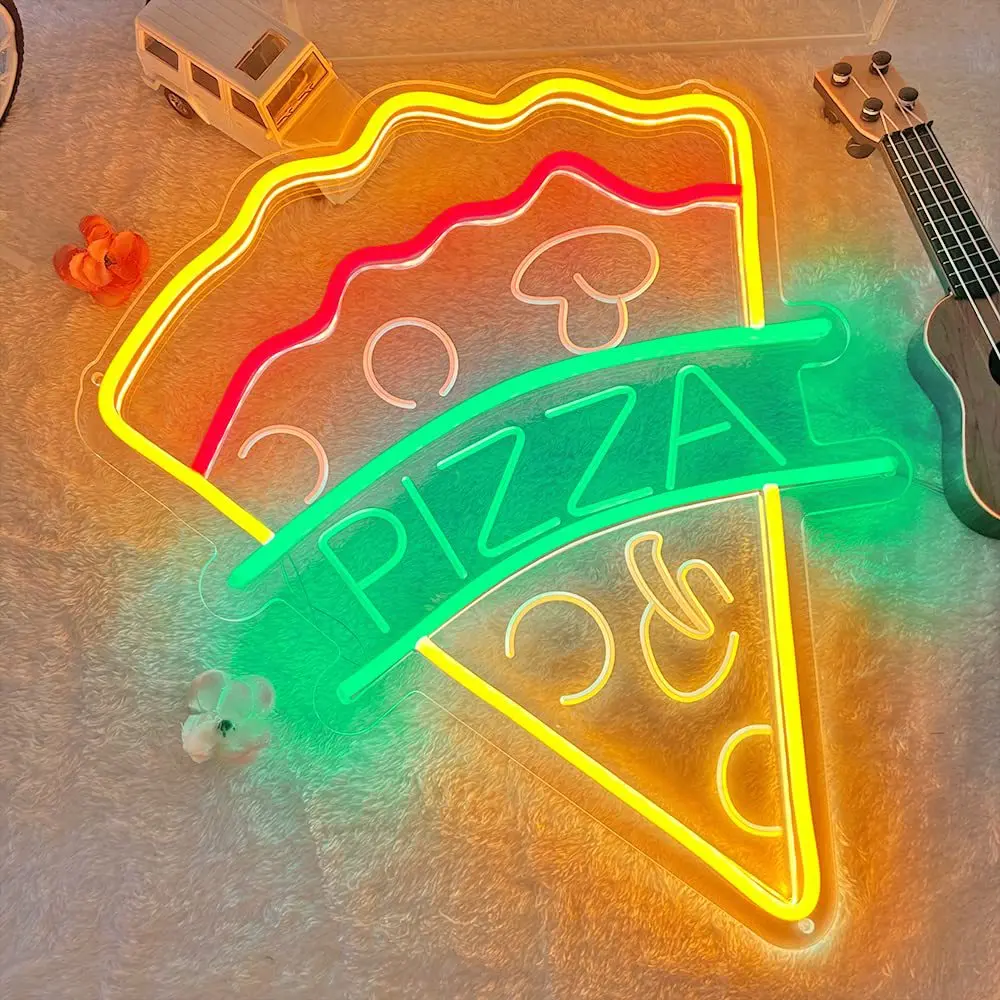 ピザの形をしたLEDネオンサイン,壁の装飾,キッチン,レストラン,バー,寝室,装飾,ギフト