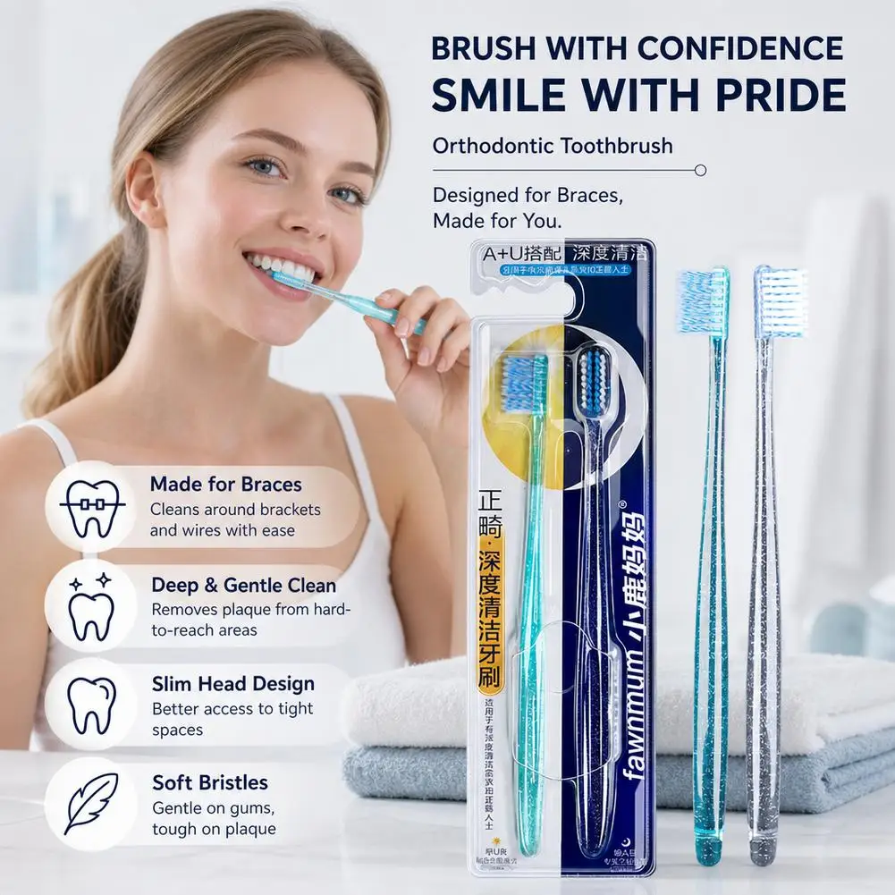 2/4pcs Orthodontic Brush Brace Clean Oral Hygiene Toothbrush Soft Bristles Interdental Brush Health Oral Cleaning Tool