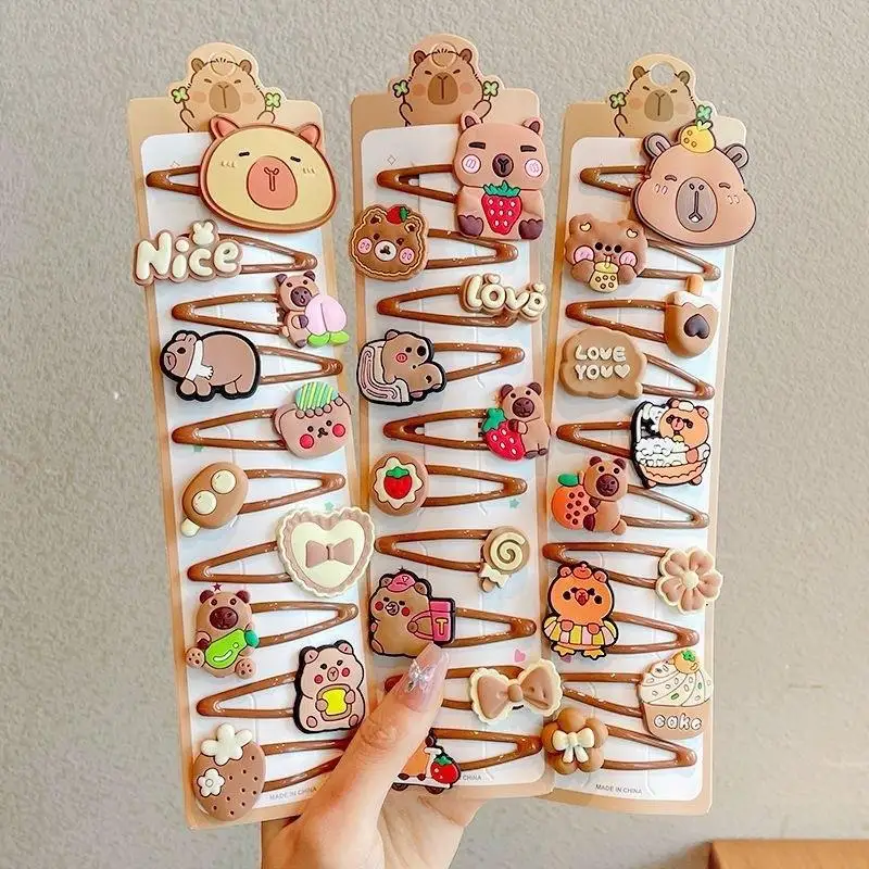 مجموعة مكونة من 10 شرائح شعر صغيرة شفافة على شكل كابيبارا للفتيات والنساء، زينة شعر للأطفال، مشبك غرة جانبي #2