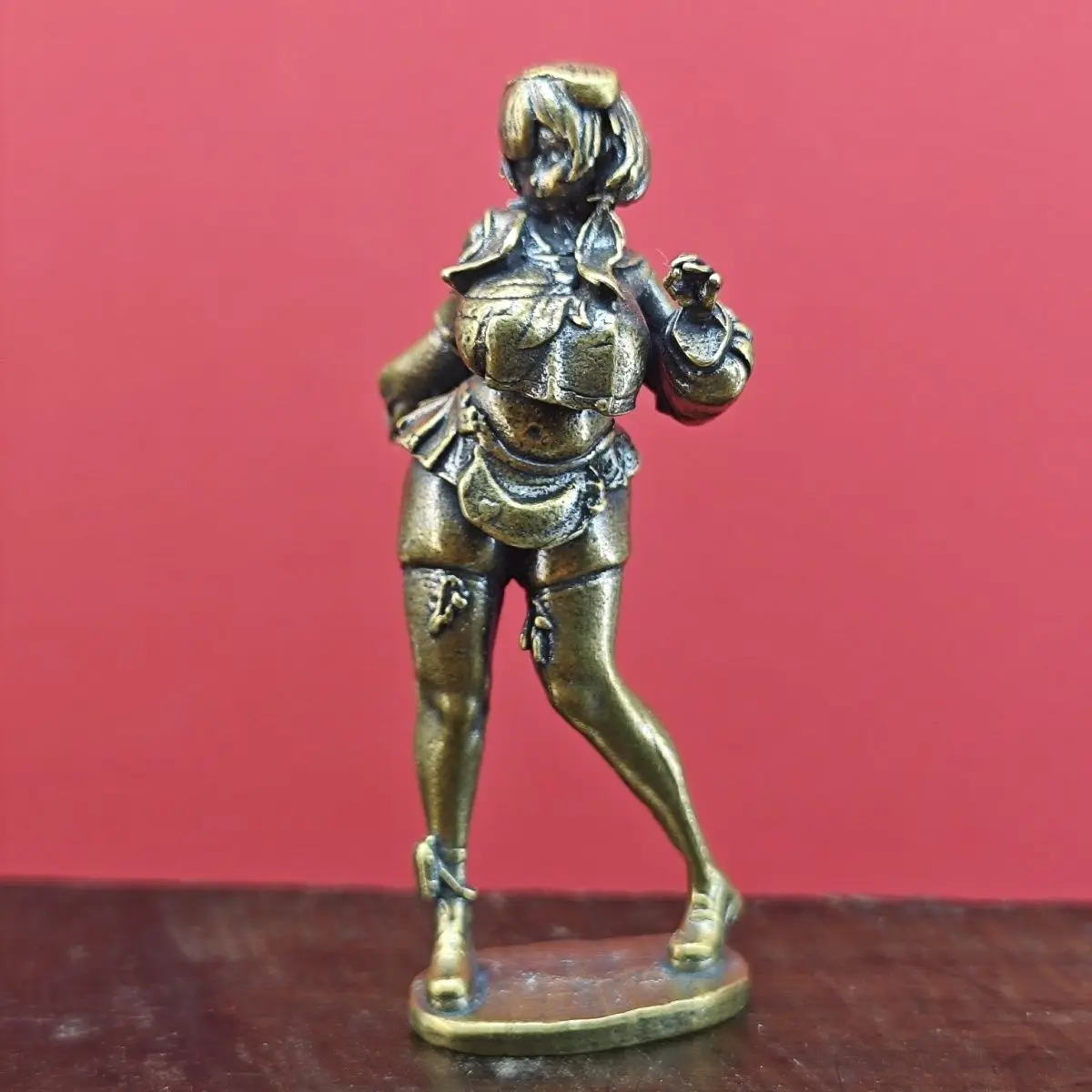 Solid Brass Mini Maiden Desktop Statue Figurine Home Decor Collectible Ornament Desk Accessory Gift