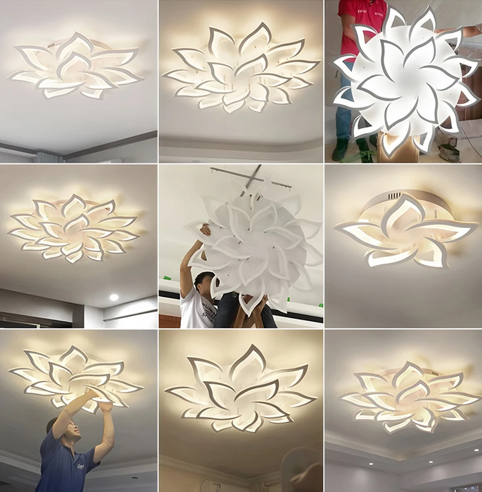 LED-Deckenleuchte Moderne Lotus-Dekoration Kronleuchter Deckenbeleuchtung Luxus-Restaurant Hotel Hochwertige Intelligente Leuchten Lüster-Lampe – Detail 13
