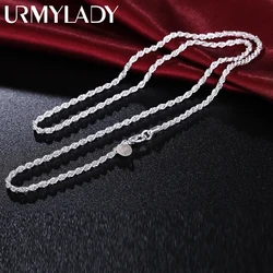 Cadena de cuerda de Plata de Ley 925 para hombre y mujer, collar de eslabones, joyería para colgante, venta al por mayor, 40-60cm, 3mm, gran oferta