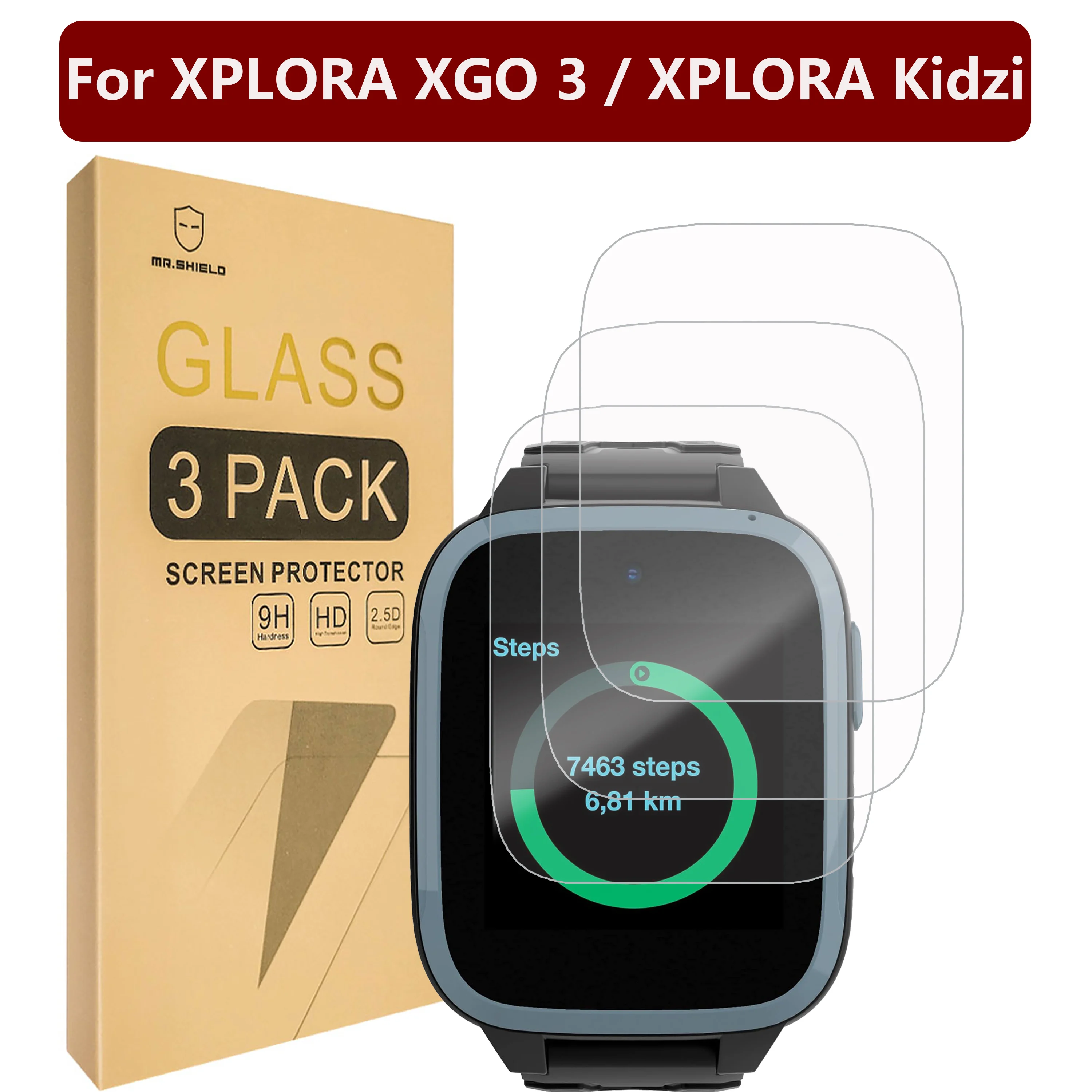 Mr.Shield Screen Protector compatible with XPLORA XGO 3 / XPLORA Kidzi [Tempered Glass] [3-PACK] [Japan Glass with 9H Hardness]