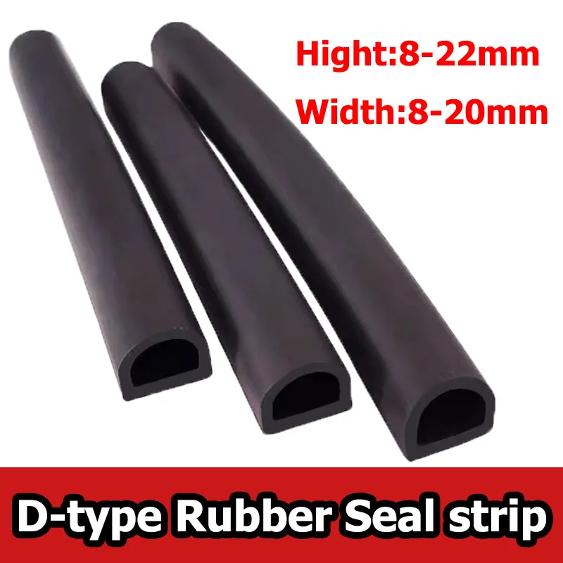 1/5Meter D-type Hollow Semi-circular Self-adhesive Sealing Strip Auto Rubber Seal Soundproof EPDM Car Door Seal Strip