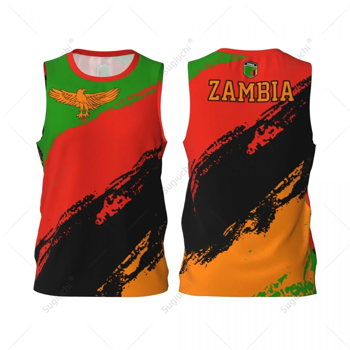 Men Basketball Sports Zambia Flag Running Fitness Multifunction Jersey Sleeveless shirt Custom Name Nunber Exclusive