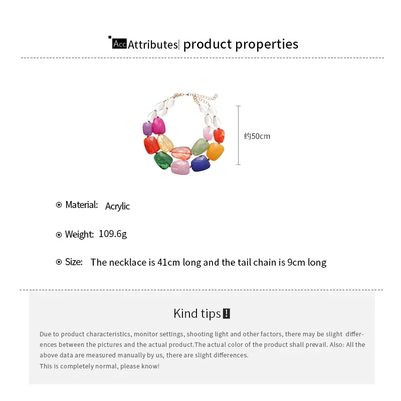 البوهيمي الاكريليك متعدد الطبقات المختنق القلائد للنساء غير النظامية الملونة عقد من اللؤلؤ مبالغ فيه اكسسوارات حفلات الزفاف F #6